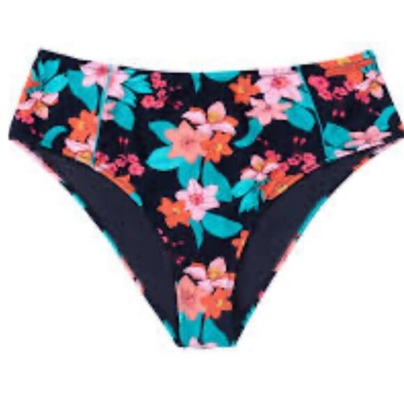 Cupshe Cynthia Floral High-Waisted Plus Size Bikini Bottom 1X NWT – Black Floral - Picture 10 of 12